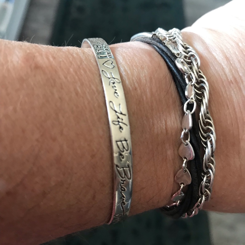 Sterling Silver Mantra Cuff Bracelet